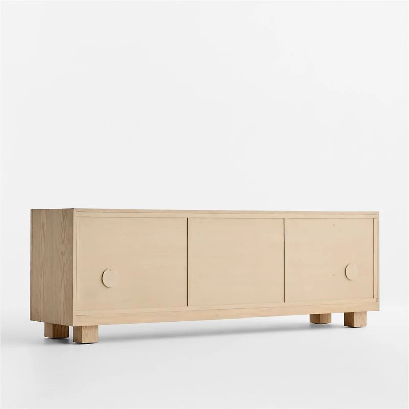 Cotswold 85" Natural Oak and Burl Storage Media Console