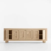 Cotswold 85" Natural Oak and Burl Storage Media Console