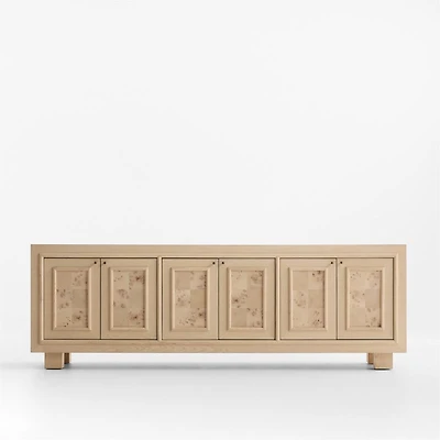 Cotswold 85" Natural Oak and Burl Storage Media Console
