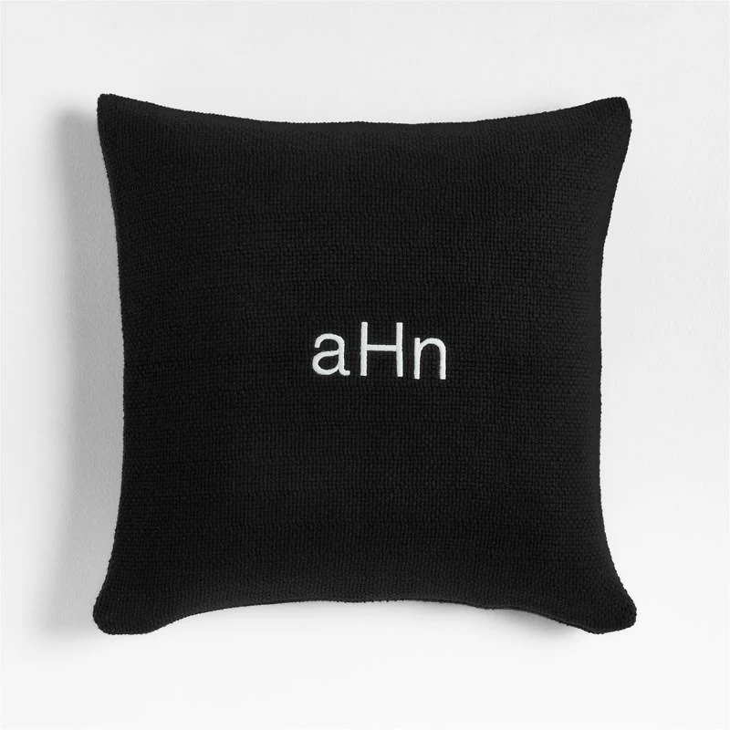 Organic Cotton Basketweave 20"x20" Ink Black Throw Pillow with Feather Insert