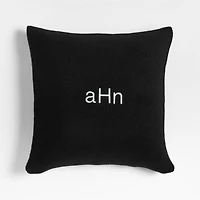 Organic Cotton Basketweave 20"x20" Ink Black Throw Pillow with Feather Insert
