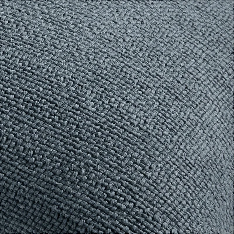 Organic Cotton Basketweave 20"x20" Blue Throw Pillow with Feather Insert