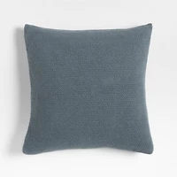 Organic Cotton Basketweave 20"x20" Blue Throw Pillow with Feather Insert
