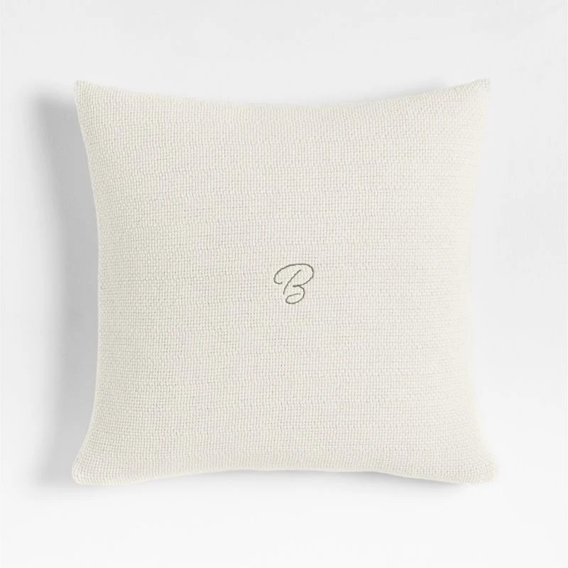 Organic Cotton Basketweave 20"x20" Travertine Beige Throw Pillow with Feather Insert
