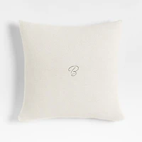 Organic Cotton Basketweave 20"x20" Travertine Beige Throw Pillow with Feather Insert