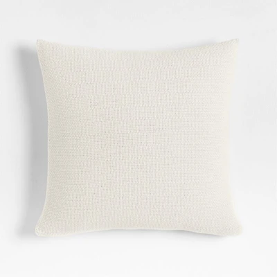Organic Cotton Basketweave 20"x20" Travertine Beige Throw Pillow with Feather Insert
