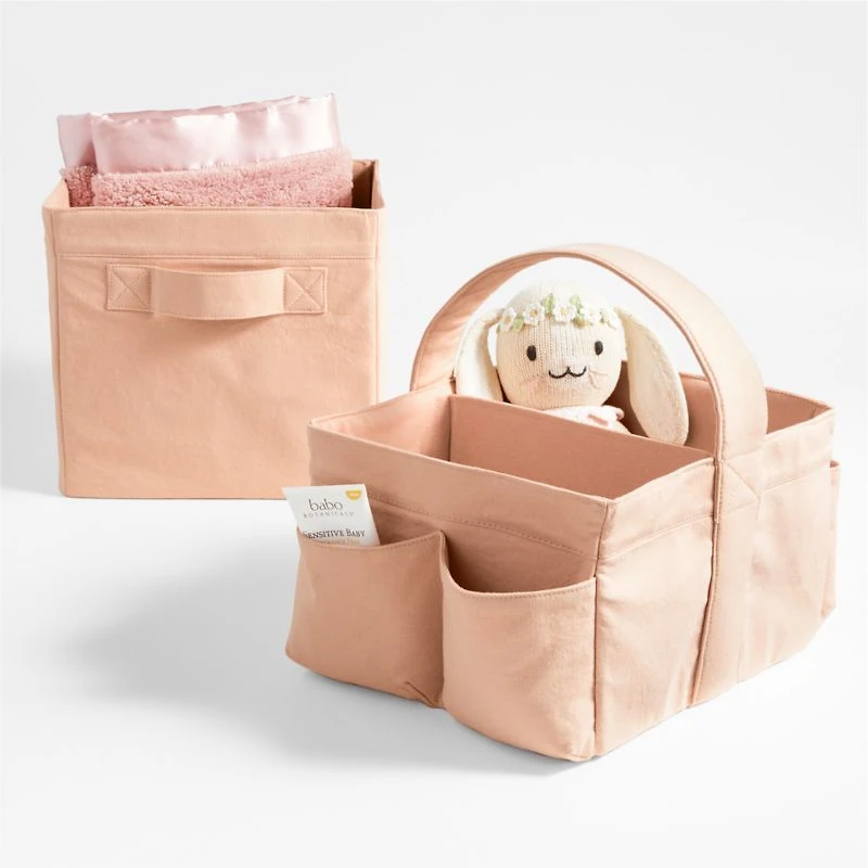 Elegant Pink Cotton Storage Shelf Bin