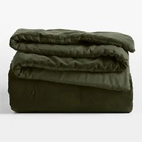 Organic Cotton Linen Velvet Ficus Green King Quilt