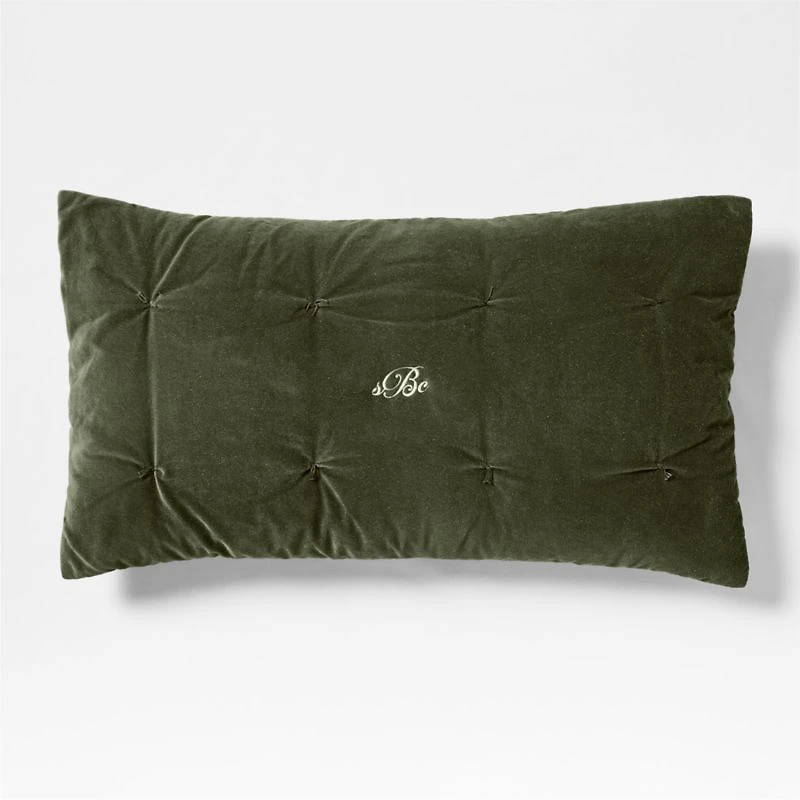 Organic Cotton Linen Velvet Ficus Green King Quilted Bed Pillow Sham