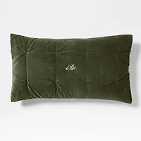 Organic Cotton Linen Velvet Ficus Green King Quilted Bed Pillow Sham