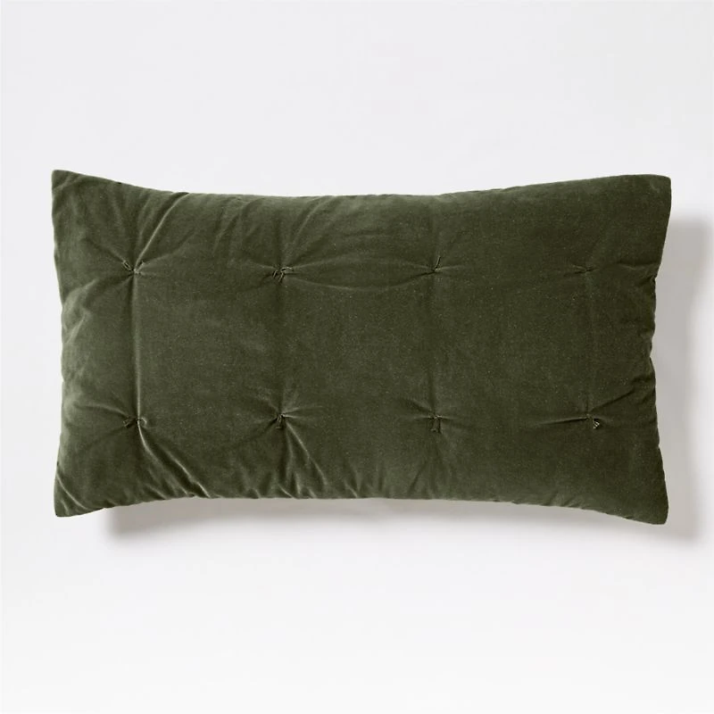 Organic Cotton Linen Velvet Ficus Green King Quilted Bed Pillow Sham