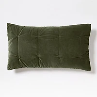 Organic Cotton Linen Velvet Ficus Green King Quilted Bed Pillow Sham