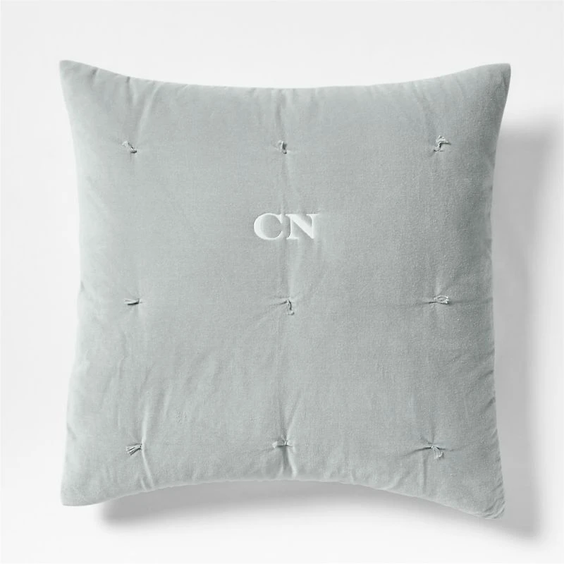 Organic Cotton Linen Velvet Mist Blue Euro Quilt Bed Pillow Sham