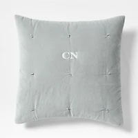 Organic Cotton Linen Velvet Mist Blue Euro Quilt Bed Pillow Sham