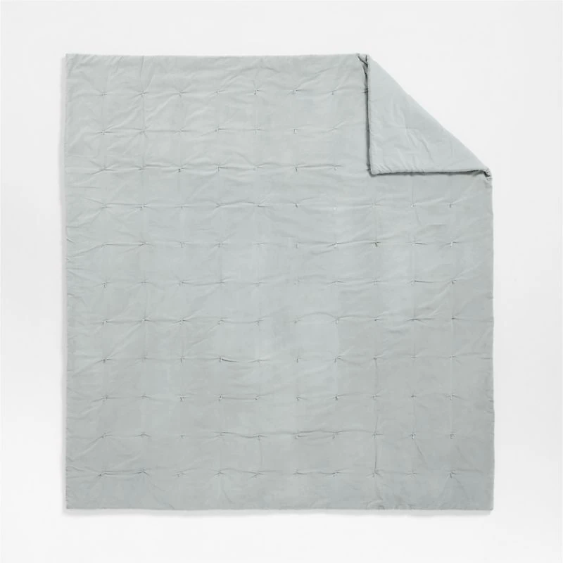 Organic Cotton Linen Velvet Mist Blue King Quilt
