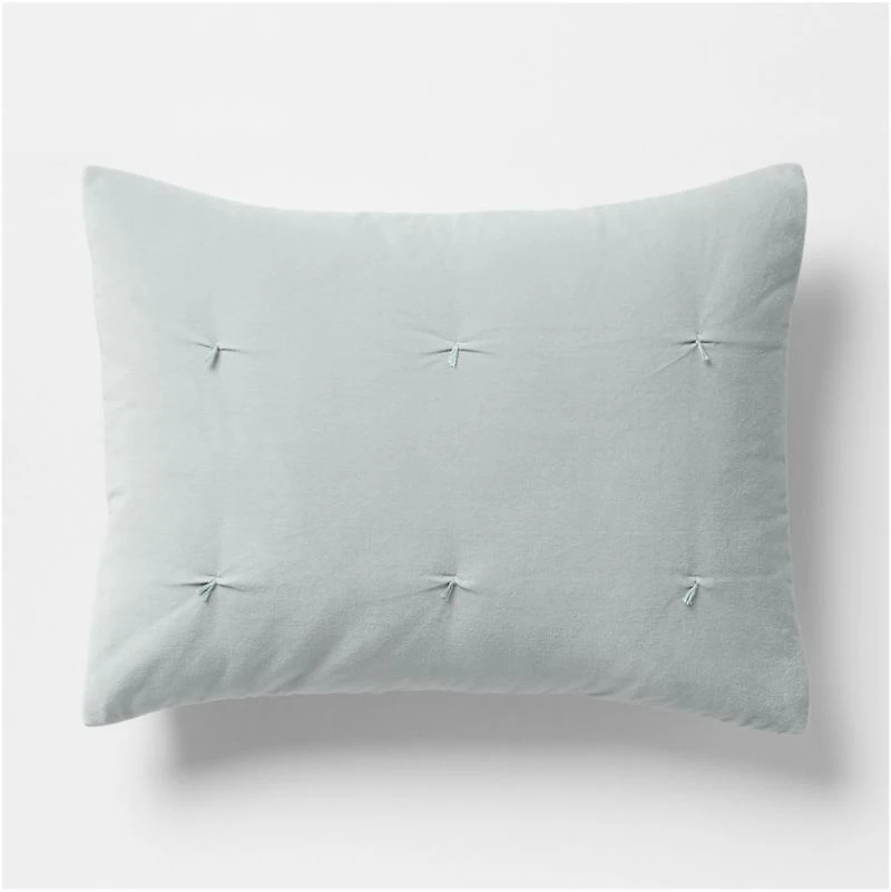 Organic Cotton Linen Velvet Mist Blue Euro Quilt Bed Pillow Sham
