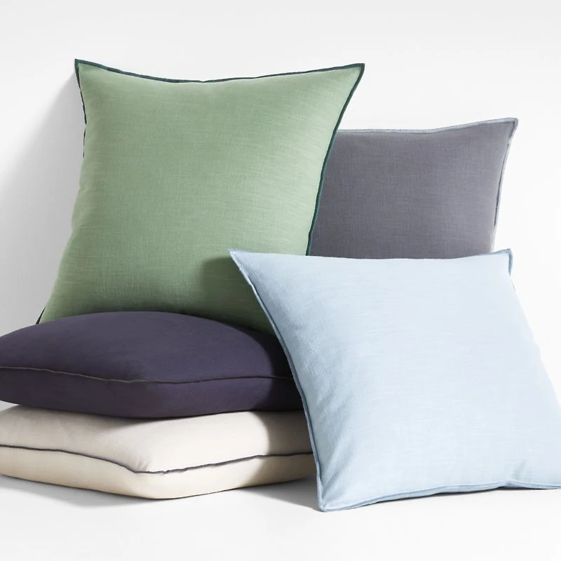Organic Cotton Merrow Stitch 23"x23" Midnight Navy Throw Pillow with Down-Alternative Insert