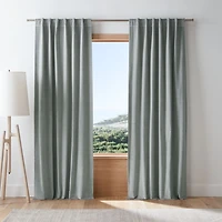 Mist Blue Cotton Velvet Window Curtain Panel with Lining 48"x96"