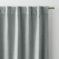 Mist Blue Cotton Velvet Window Curtain Panel with Lining 48"x96"