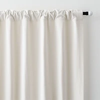 Ivory Cotton Velvet Window Curtain Panel with Lining 48"x84"