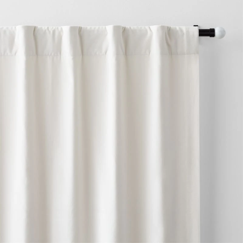 Ivory Cotton Velvet Window Curtain Panel with Lining 48"x84"
