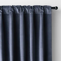 Indigo Blue Cotton Velvet Window Curtain Panel 48"x84"