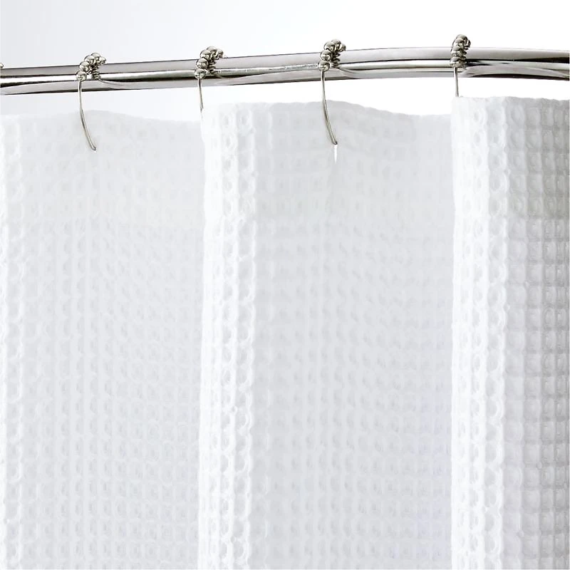 Organic Cotton Waffle White Shower Curtain