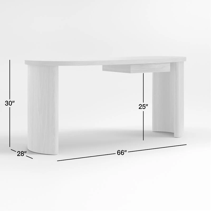 Courbe Curved Wood Desk with Drawer