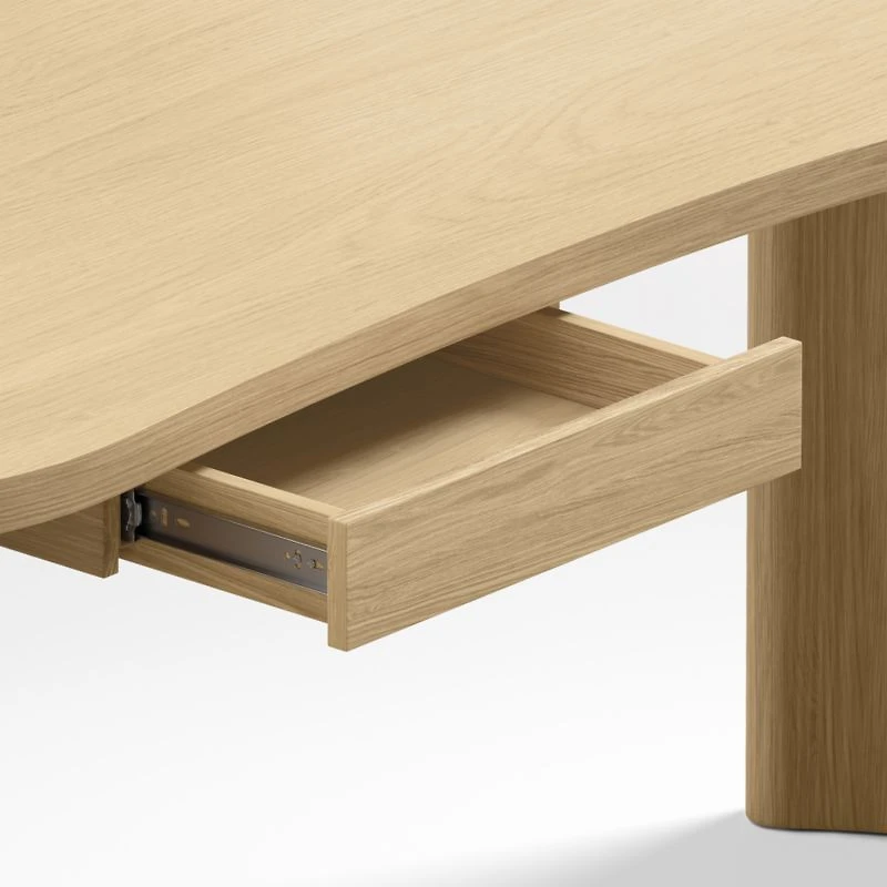 Courbe Curved Wood Desk with Drawer