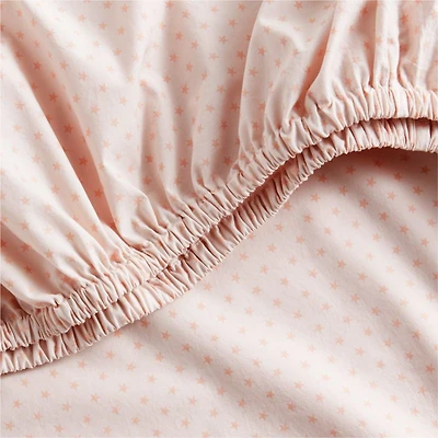 Cozy Cloud Modern Star Elegant Pink Washed Organic Cotton Baby Crib Fitted Sheet