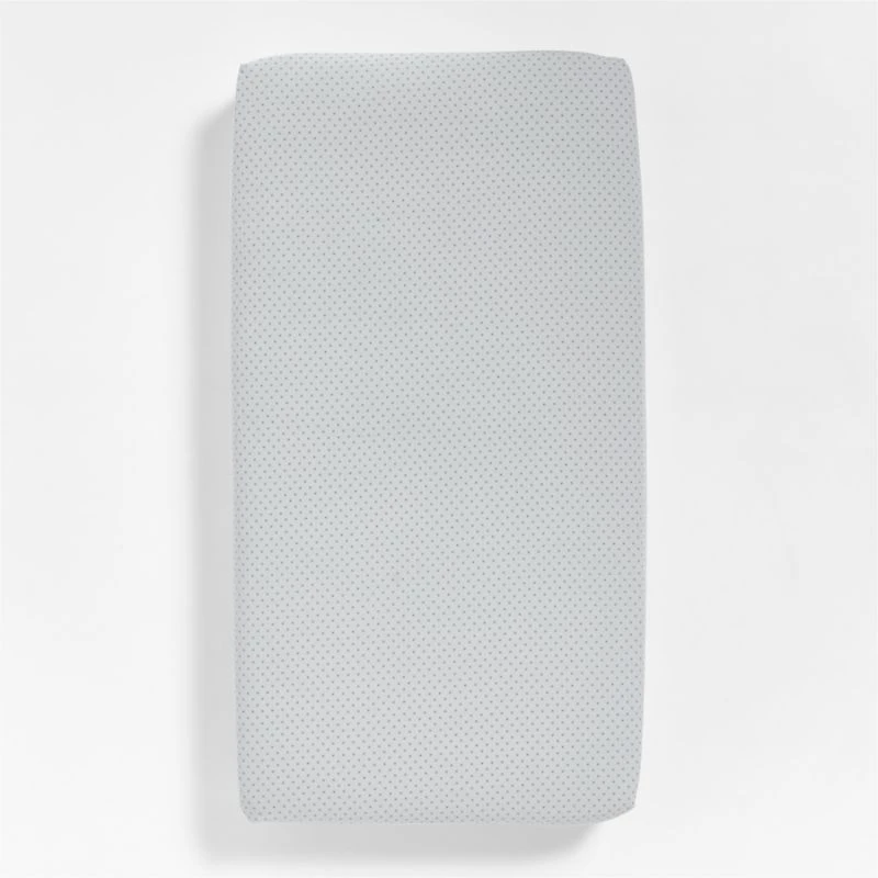 Cozy Cloud Modern Star Mist Blue Washed Organic Cotton Baby Crib Fitted Sheet