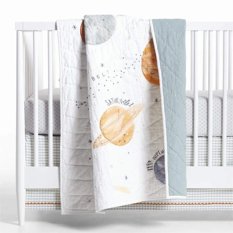Cozy Cloud Modern Star Mist Blue Washed Organic Cotton Baby Crib Fitted Sheet