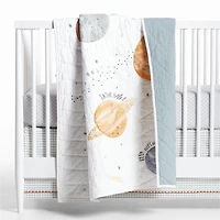 Cozy Cloud Modern Star Mist Blue Washed Organic Cotton Baby Crib Fitted Sheet