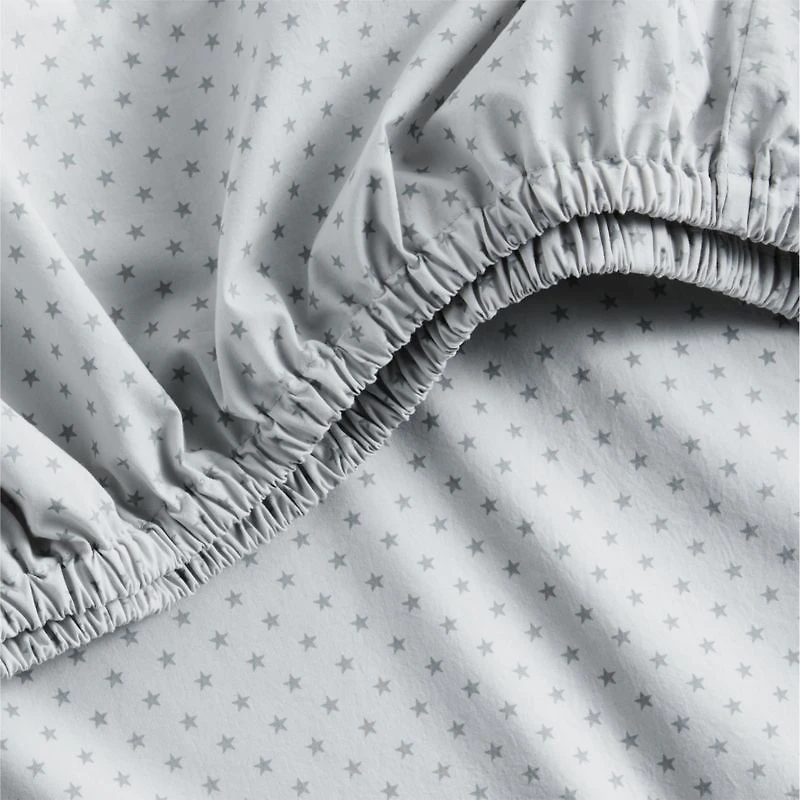 Cozy Cloud Modern Star Mist Blue Washed Organic Cotton Baby Crib Fitted Sheet