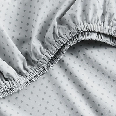 Cozy Cloud Modern Star Mist Blue Washed Organic Cotton Baby Crib Fitted Sheet