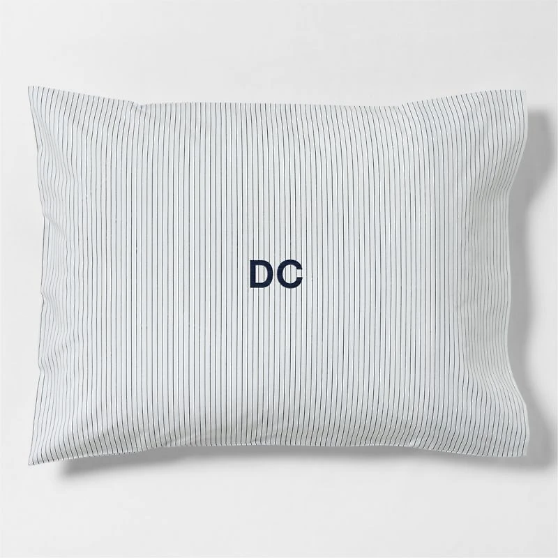 CozyCloud Organic Cotton Mini Stripe Reversible Sky Blue Twin XL Standard Sham