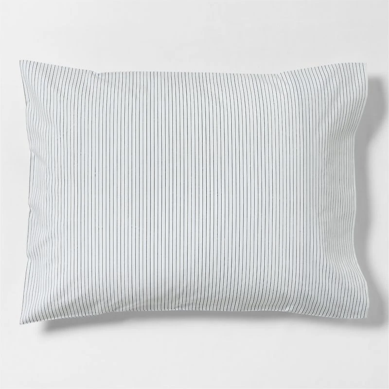 CozyCloud Organic Cotton Mini Stripe Reversible Sky Blue Twin XL Standard Sham