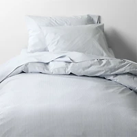 CozyCloud Organic Cotton Mini Stripe Reversible Sky Blue Twin XL Standard Sham