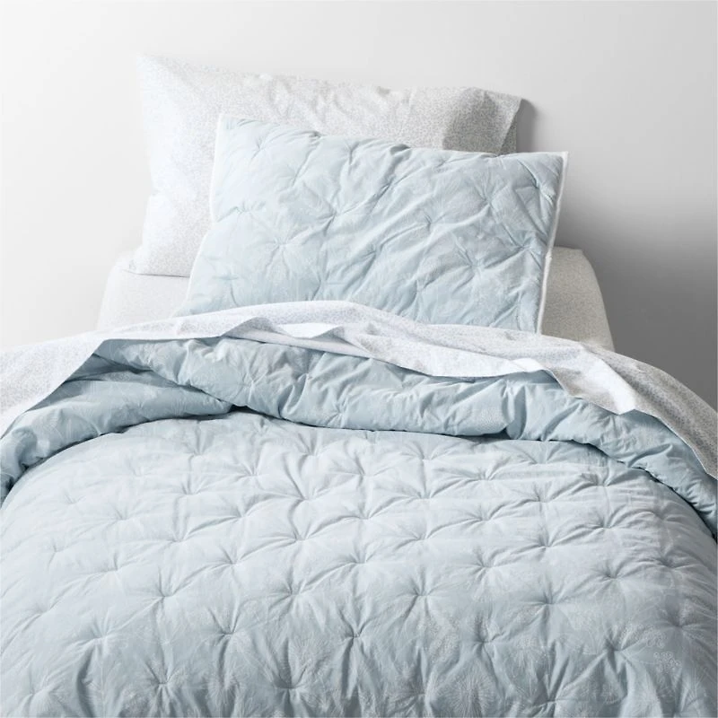 CozyCloud Organic Cotton Mini Floral Sky Blue Twin XL Sheet Set