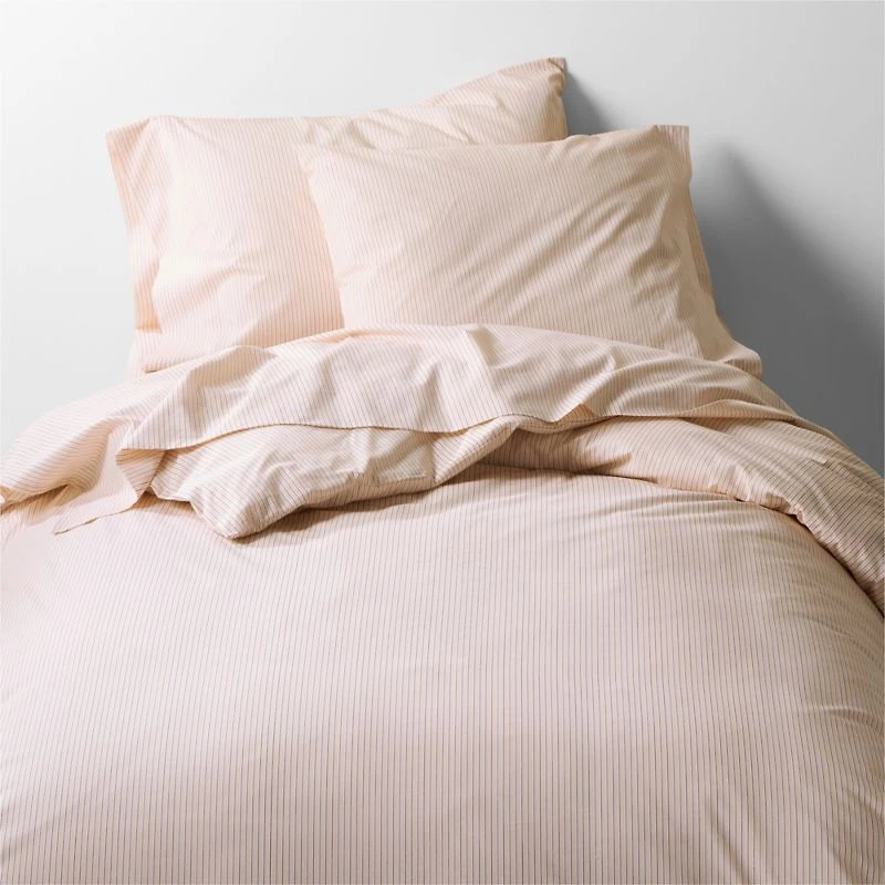 CozyCloud Organic Cotton Mini Stripe Reversible Elegant Pink Twin XL Standard Sham
