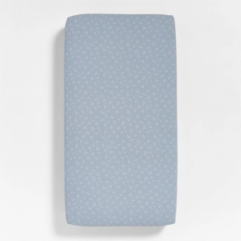 Cozy Cloud Twinkle Mist Blue Washed Organic Cotton Baby Crib Fitted Sheet