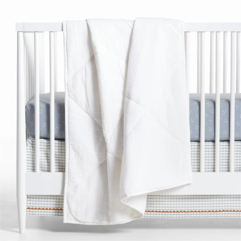 Cozy Cloud Twinkle Mist Blue Washed Organic Cotton Baby Crib Fitted Sheet