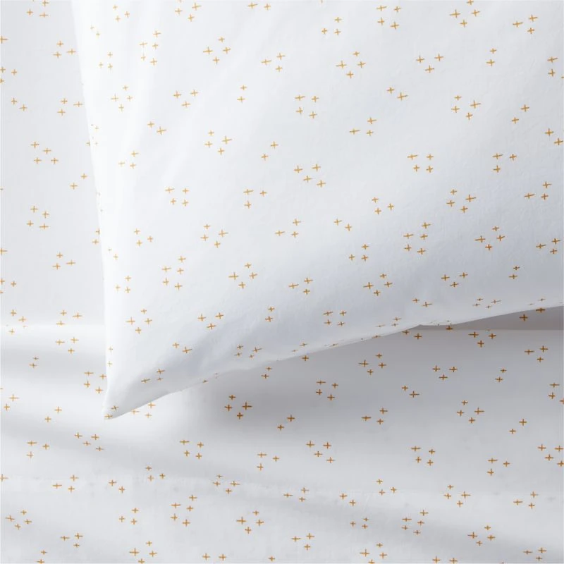 Cozy Cloud Twinkle Savannah Yellow Washed Organic Cotton Kids Full Sheet Set