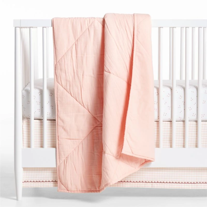 Cozy Cloud Twinkle Terracotta Pink Washed Organic Cotton Baby Crib Fitted Sheet