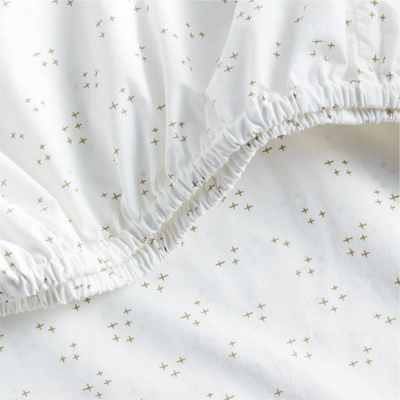 Cozy Cloud Twinkle Willow Green Washed Organic Cotton Baby Crib Fitted Sheet