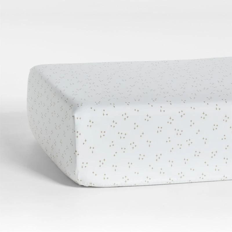 Cozy Cloud Twinkle Willow Green Washed Organic Cotton Baby Crib Fitted Sheet