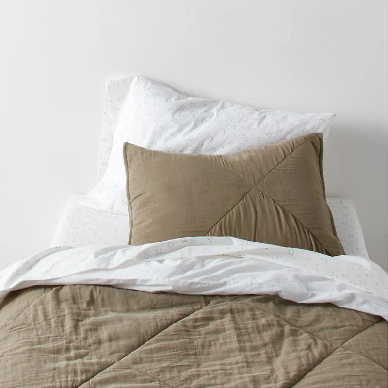 Cozy Cloud Twinkle Willow Green Washed Organic Cotton Twin Sheet Set
