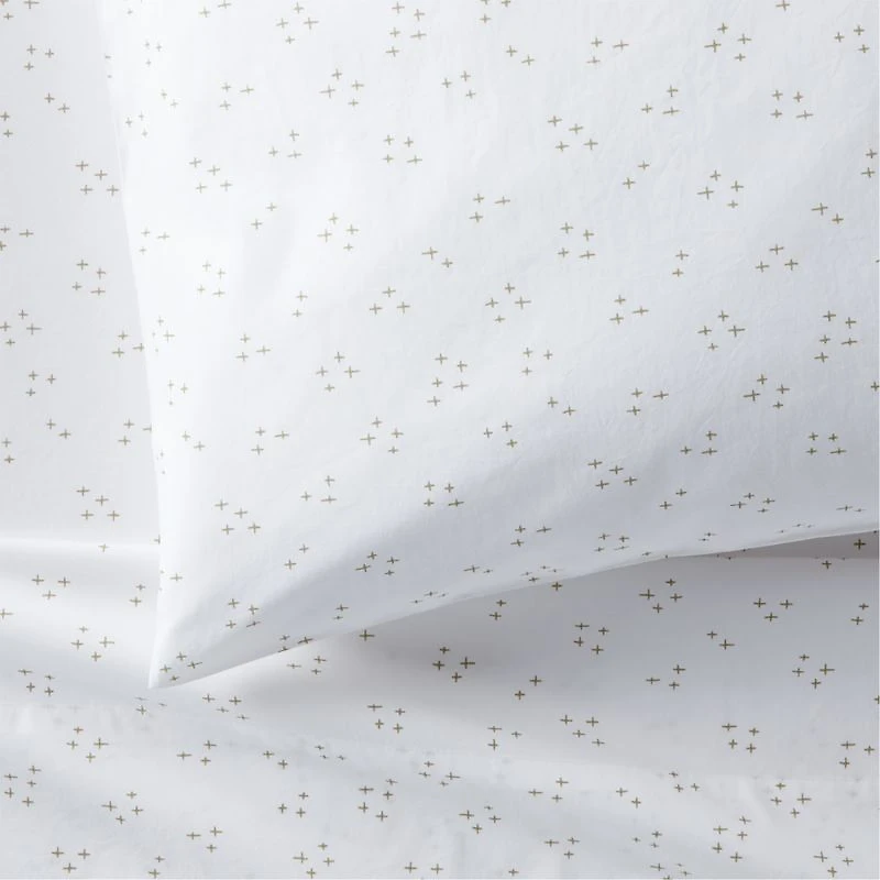 Cozy Cloud Twinkle Willow Green Washed Organic Cotton Twin Sheet Set