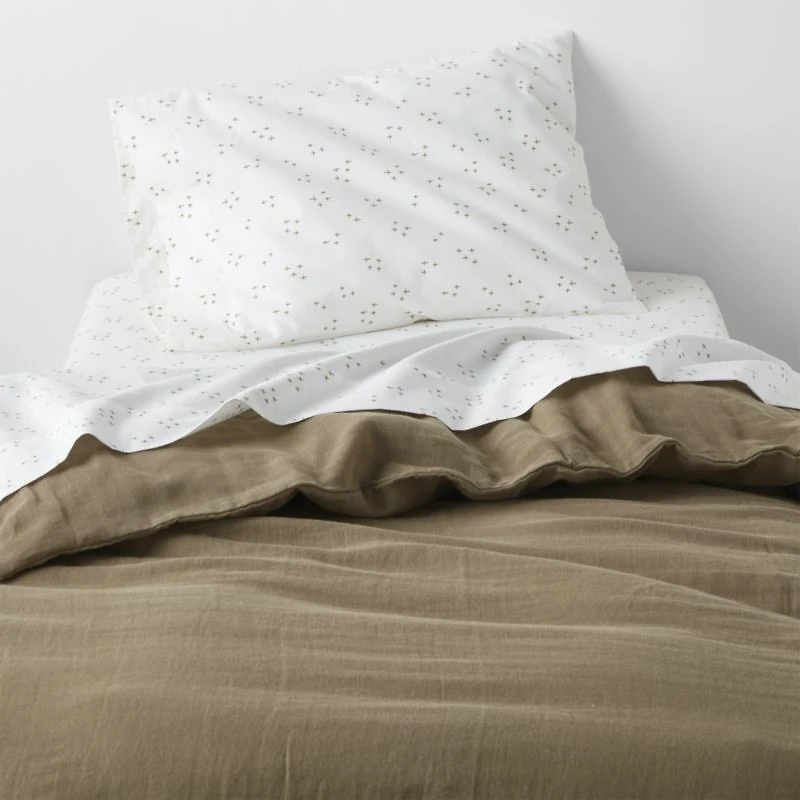 Cozy Cloud Twinkle Willow Green Washed Organic Cotton Toddler Sheet Set