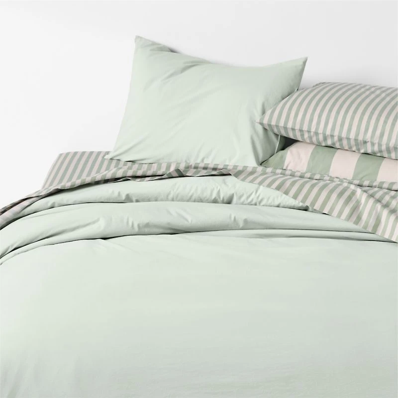 Cozy Cloud Muted Teal Washed Organic Cotton Kids Twin Duvet Cover